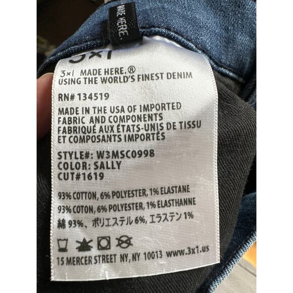 3X1 Jeans W3 Skinny Crop Jeans Raw Hem 'Sally' Wash Size 25 New with tags - Picture 6 of 7